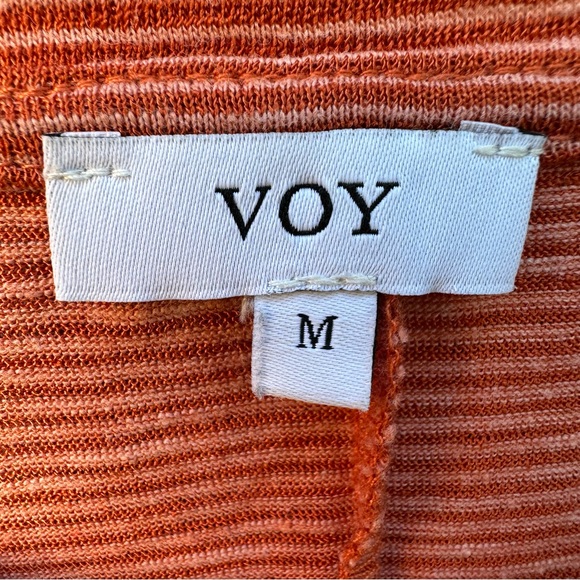 Voy Orange Striped Short Sleeved Maxi T-Shirt Dress Sz M - Picture 5 of 7